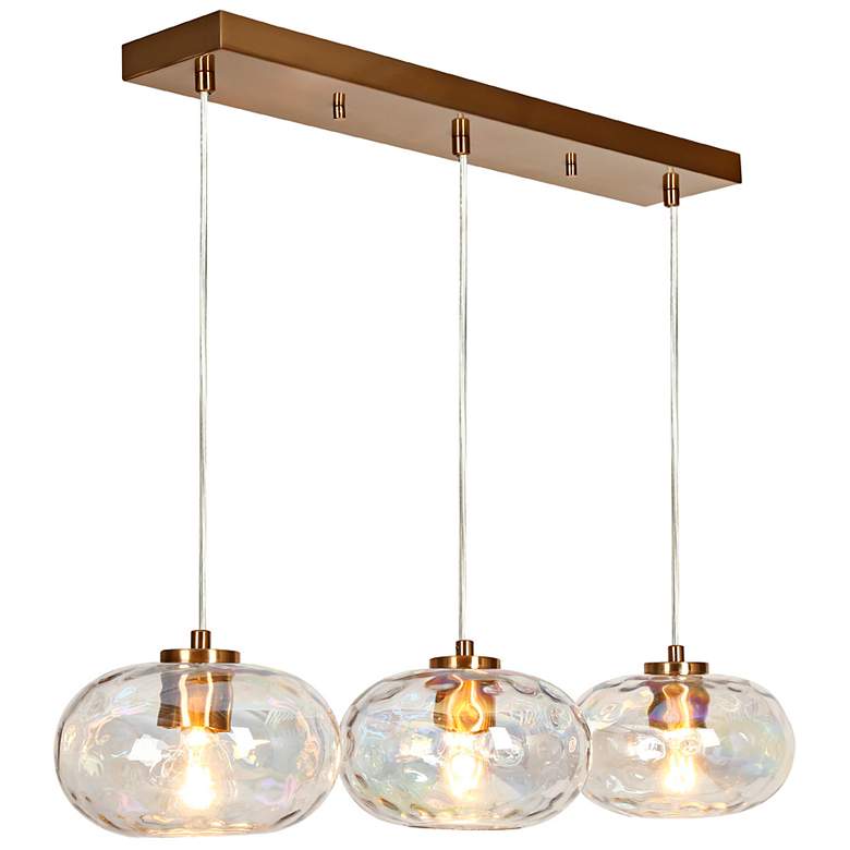 Image 1 Chrysaorican 32" Wide Plating Brass 3-Light Linear Pendant