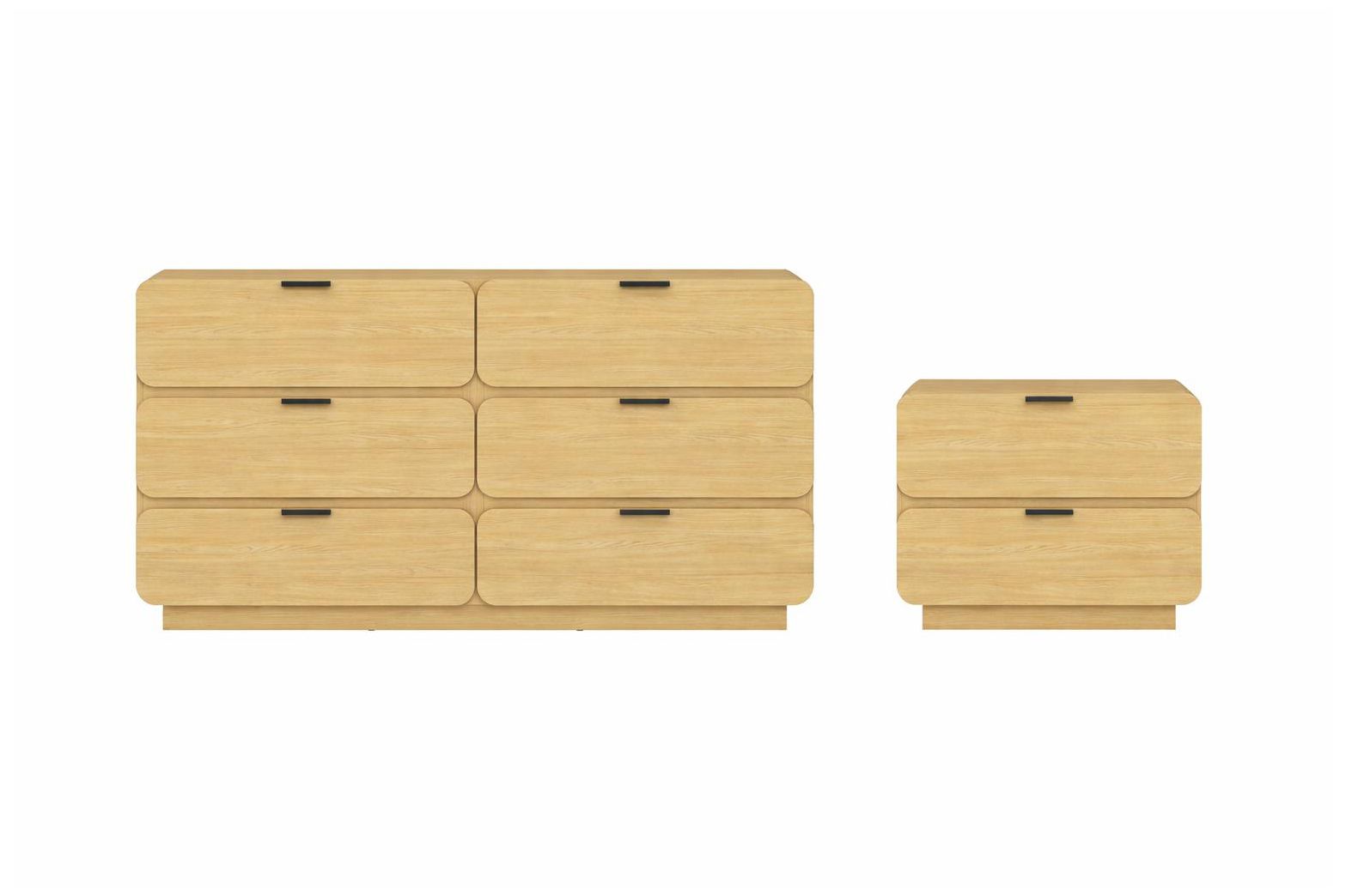Image 2 Chrystie Contemporary Modern 2-Piece Dresser and Nightstand in Natural more views