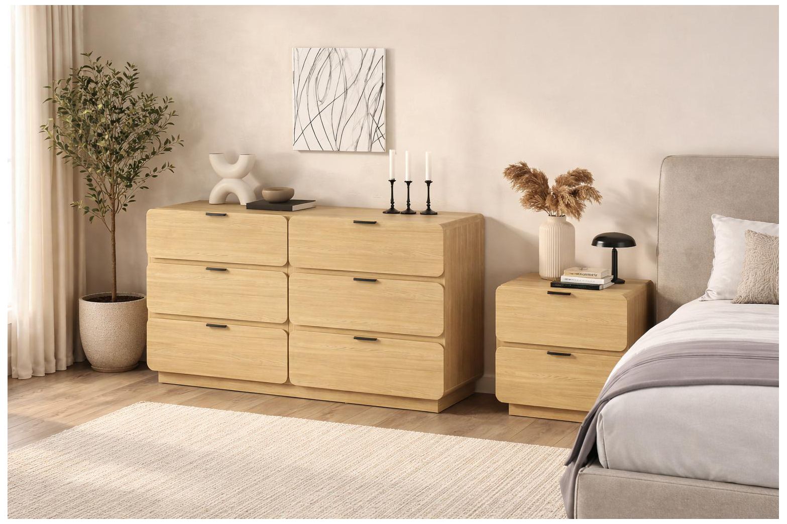 Image 3 Chrystie Contemporary Modern 2-Piece Dresser and Nightstand in Natural more views