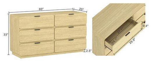 Image 4 Chrystie Contemporary Modern 2-Piece Dresser and Nightstand in Natural more views