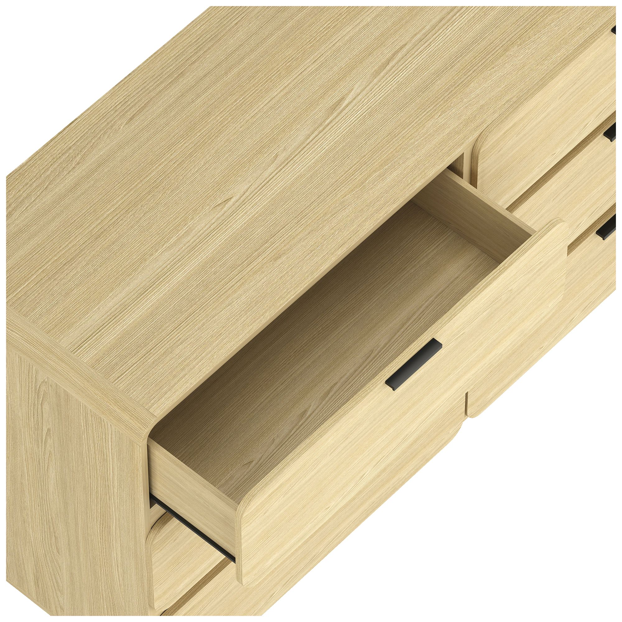 Image 6 Chrystie Contemporary Modern 60" Dresser in Natural (6-Drawer) more views