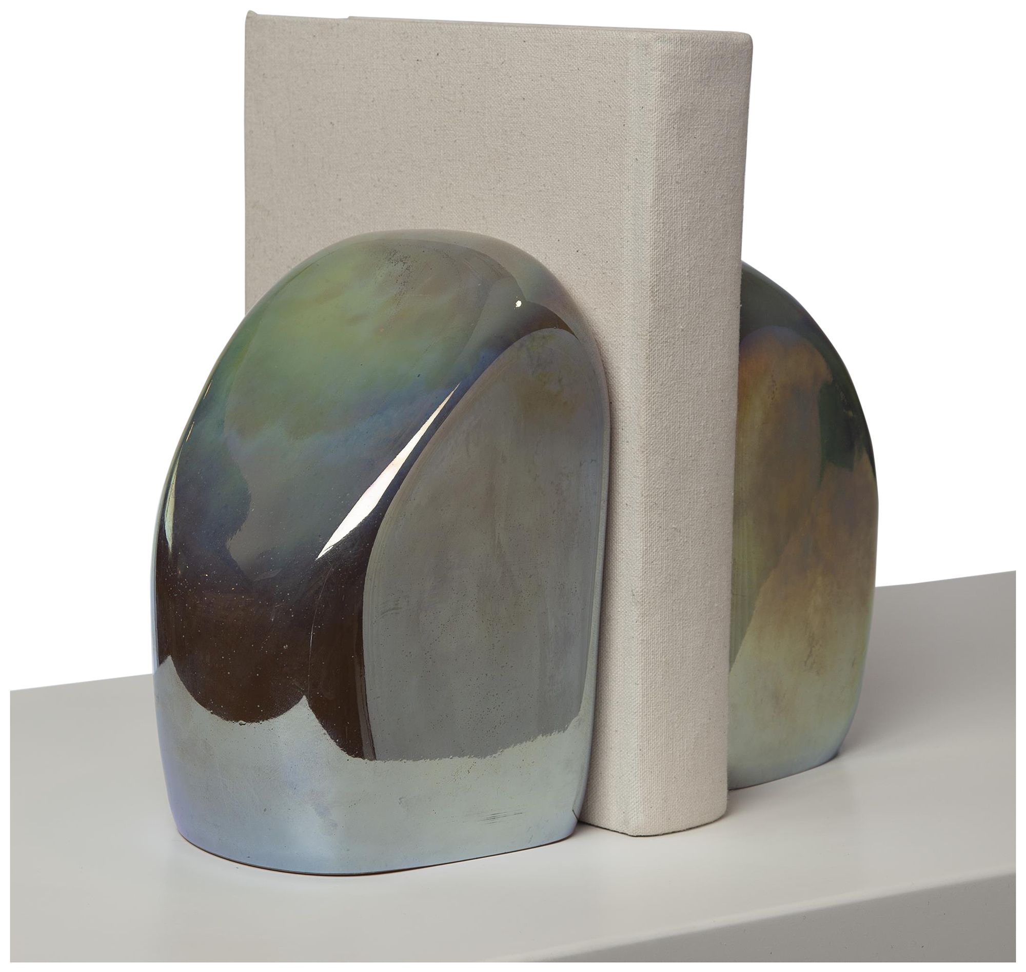 Image 2 Chunk Iris Gelp Metallic Art Glass Decorative Bookends
