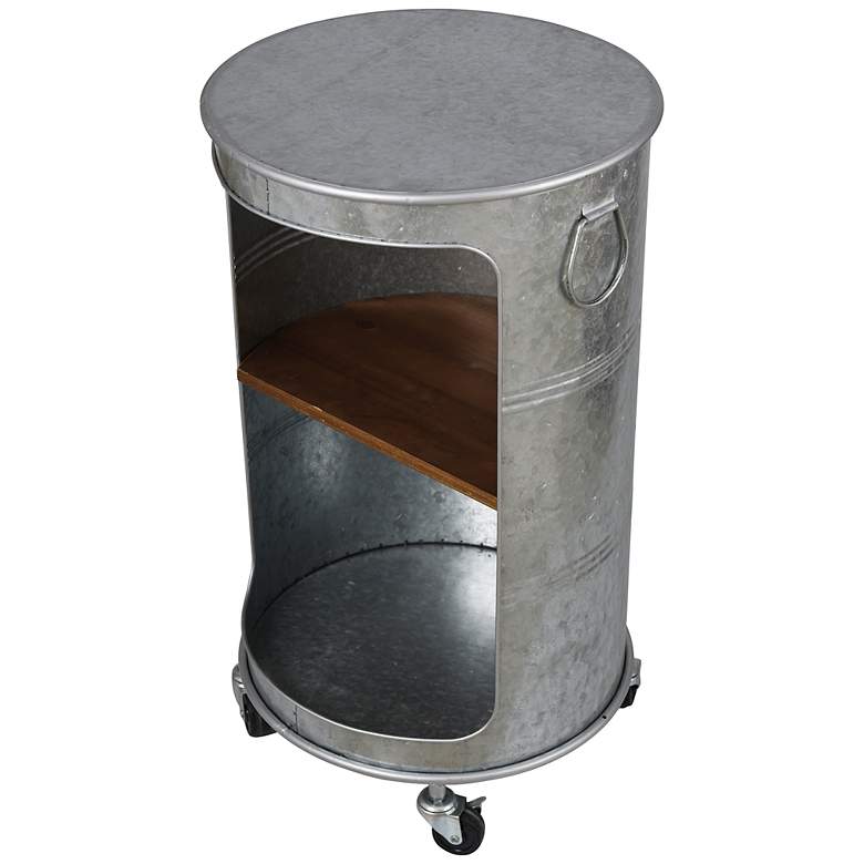 Image 2 Church St. 15 3/4" Wide Galvanized Metal Caster Side Table