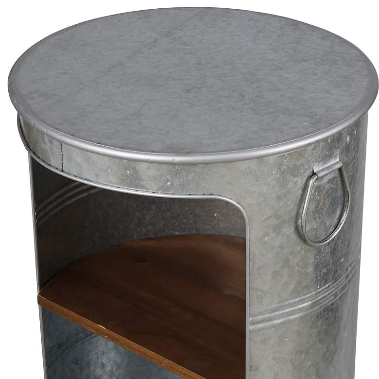 Image 3 Church St. 15 3/4" Wide Galvanized Metal Caster Side Table more views