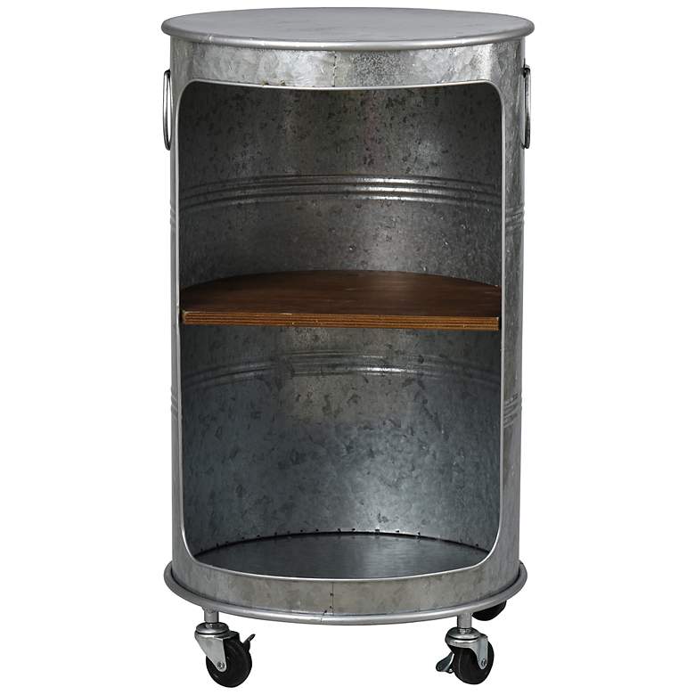 Image 4 Church St. 15 3/4" Wide Galvanized Metal Caster Side Table more views