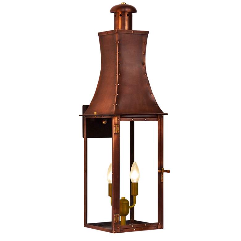 Image 2 Churchill 28" Tall Copper Electric Wall Mount Outdoor Lantern Sconce more views