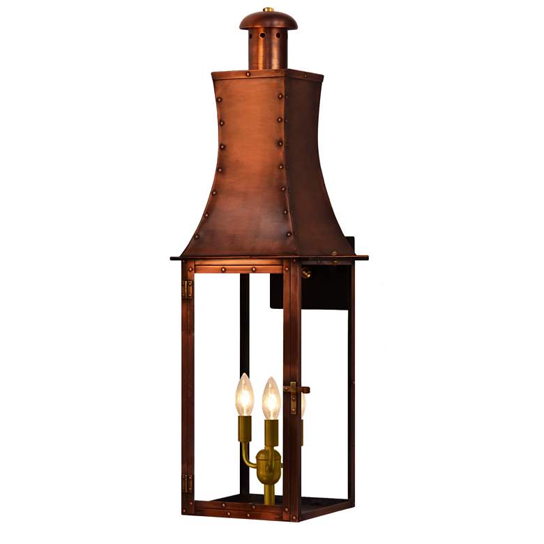 Image 3 Churchill 28" Tall Copper Electric Wall Mount Outdoor Lantern Sconce more views