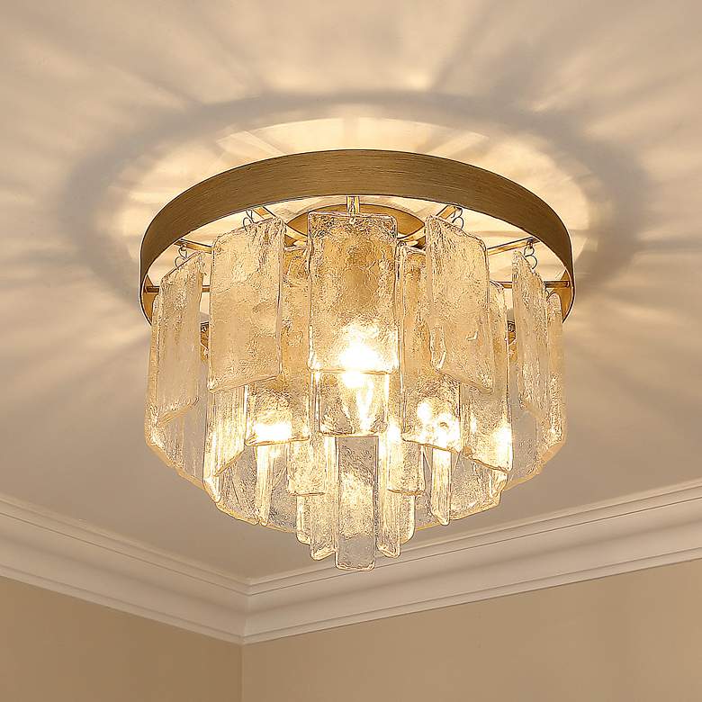 Image 7 Ciara 13" Wide White Gold 3-Light Ceiling Light more views