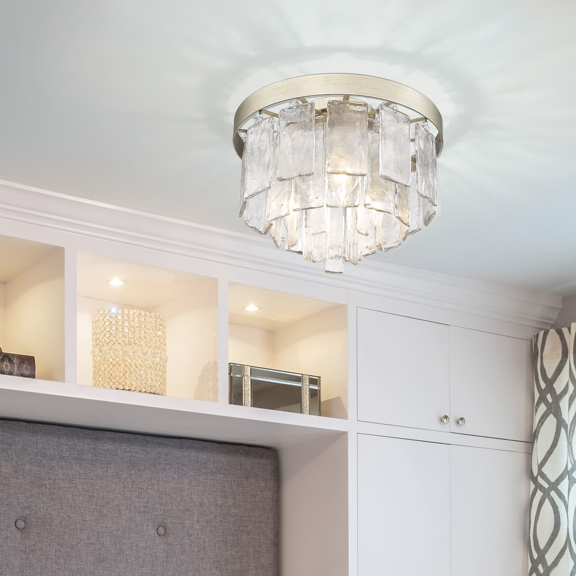 Ciara 13" Wide White Gold 3-Light Ceiling Light in scene