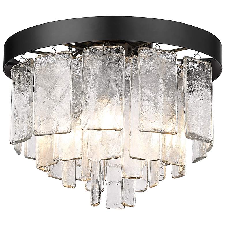 Image 3 Ciara 13"W Black Water Glass 3-Light Ceiling/Pendant Light