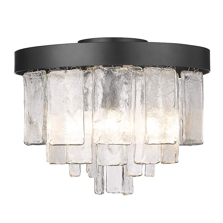 Image 4 Ciara 13"W Black Water Glass 3-Light Ceiling/Pendant Light more views