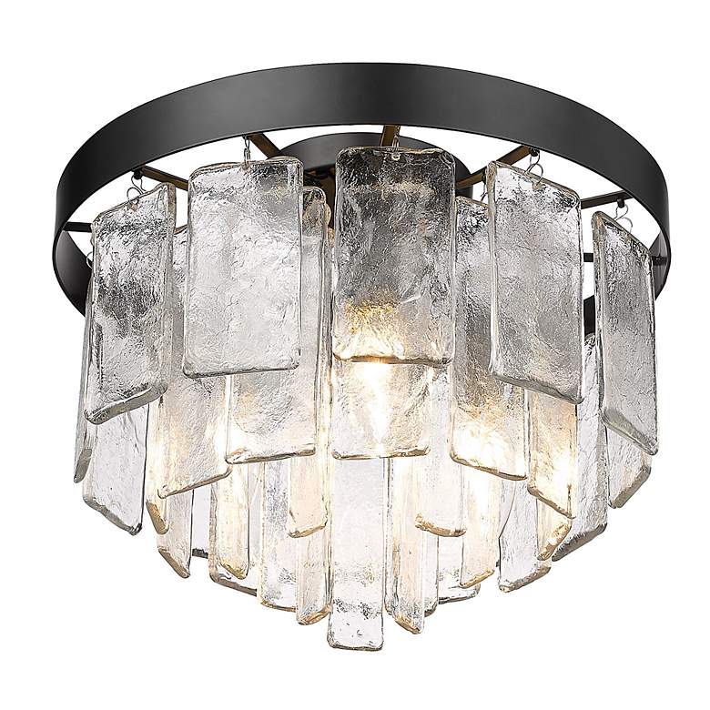 Image 5 Ciara 13"W Black Water Glass 3-Light Ceiling/Pendant Light more views