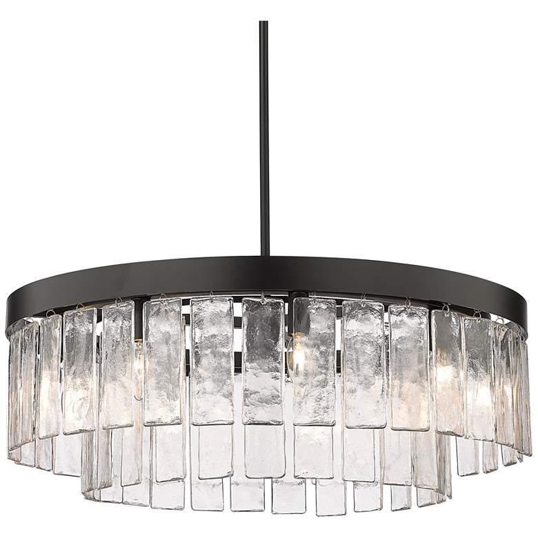 Image 2 Ciara 27" Wide Chandelier in Matte Black with Hammered Water Glass