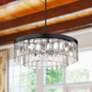 1_Ciara 27" Wide Chandelier in Matte Black with Hammered Water Glass
