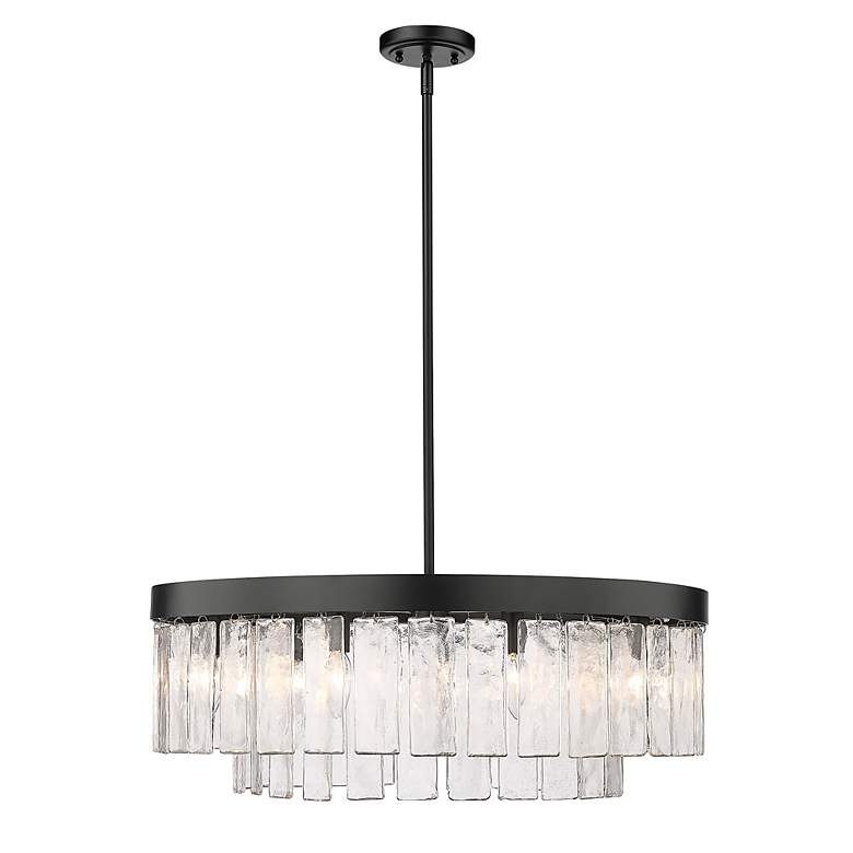Image 3 Ciara 27" Wide Chandelier in Matte Black with Hammered Water Glass more views