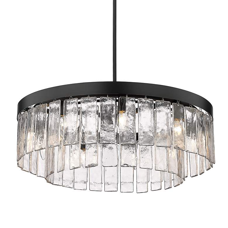 Image 4 Ciara 27" Wide Chandelier in Matte Black with Hammered Water Glass more views