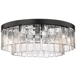 Ciara 27" Wide Semi-Flush in Matte Black with Hammered Water Glass