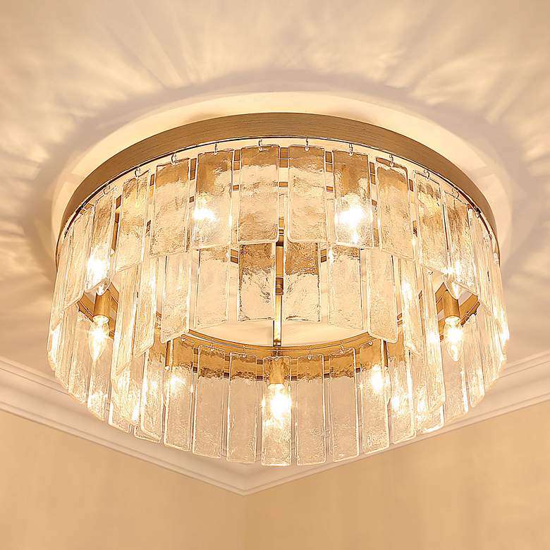 Image 1 Ciara 27" Wide White Gold and Glass 9-Light Ceiling Light