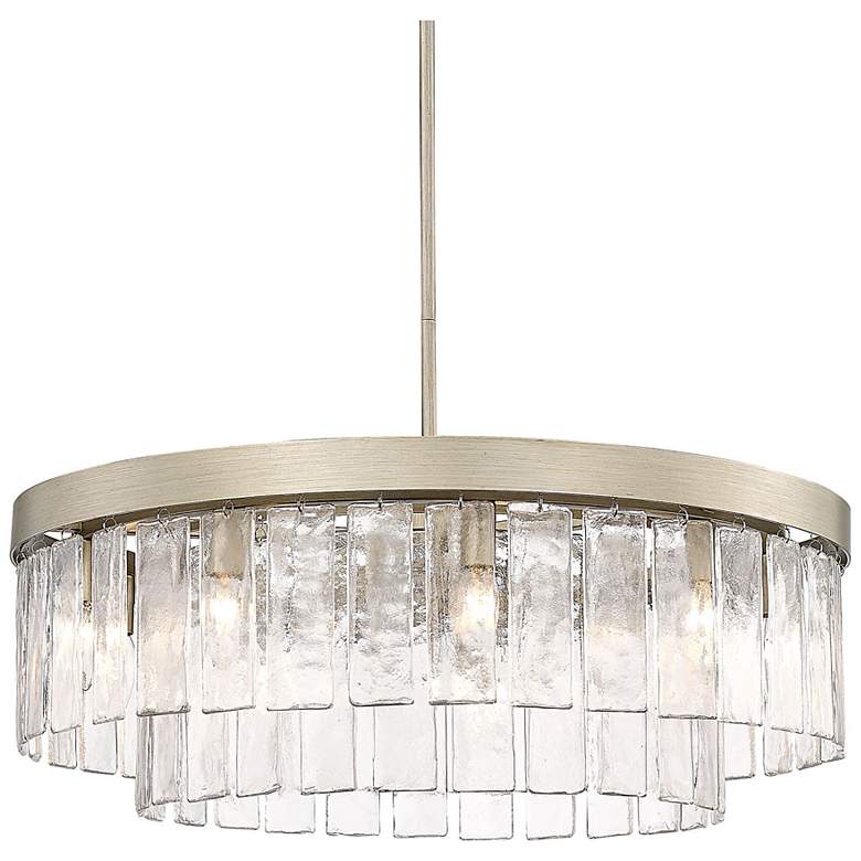 Image 2 Ciara 27"W White Gold 9-Light Chandelier w/ Hammered Glass