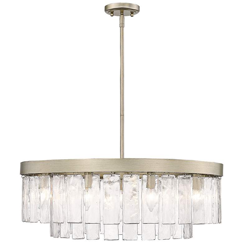 Image 3 Ciara 27"W White Gold 9-Light Chandelier w/ Hammered Glass more views