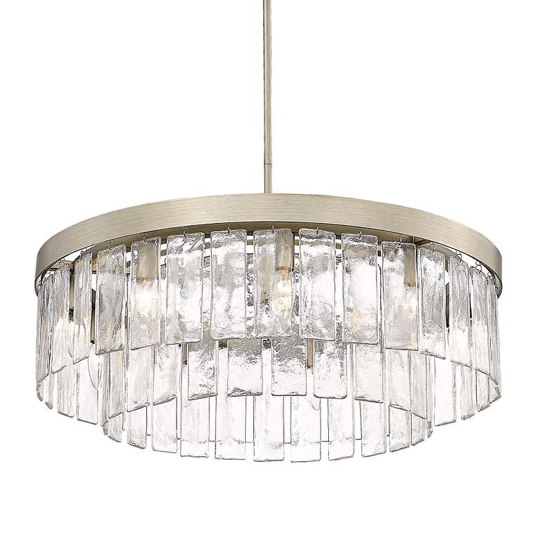 Image 4 Ciara 27"W White Gold 9-Light Chandelier w/ Hammered Glass more views