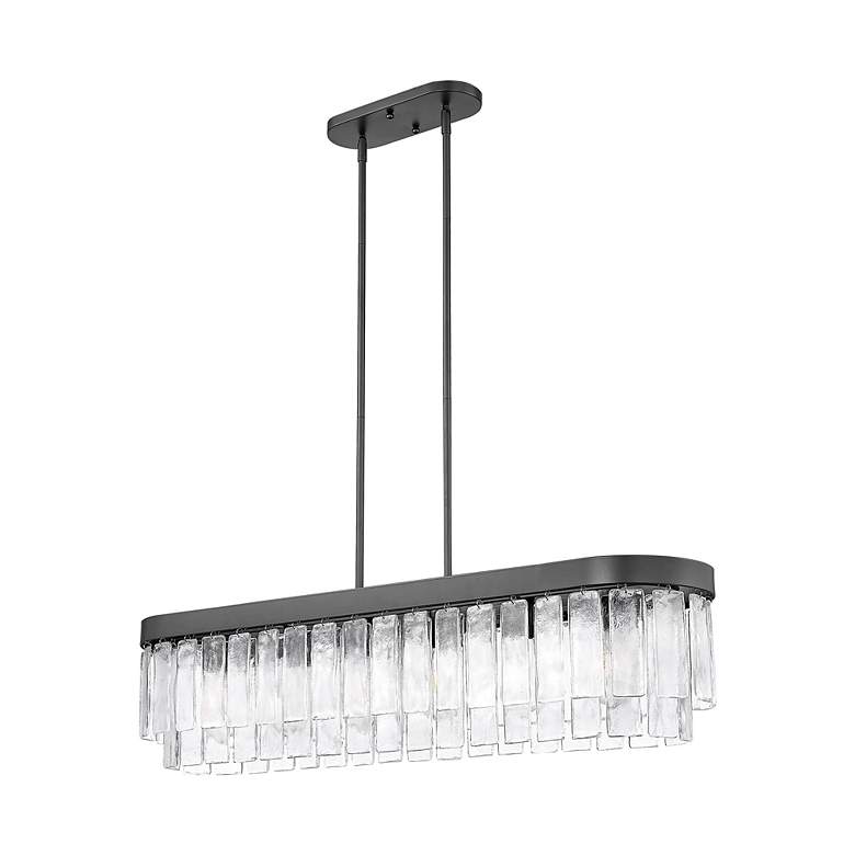 Image 4 Ciara 42" Wide Matte Black and Water Glass 6-Light Pendant more views