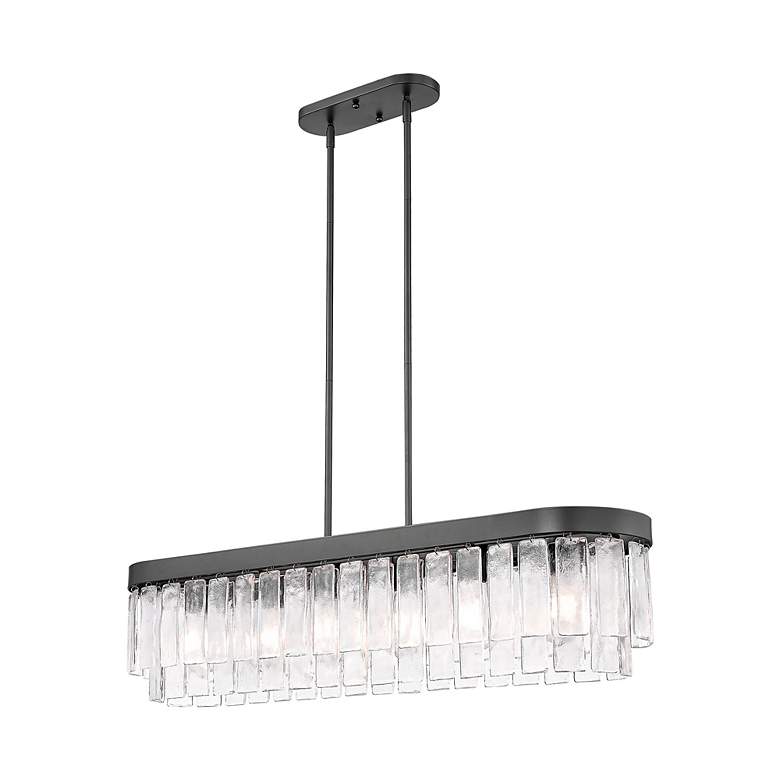 Image 5 Ciara 42" Wide Matte Black and Water Glass 6-Light Pendant more views