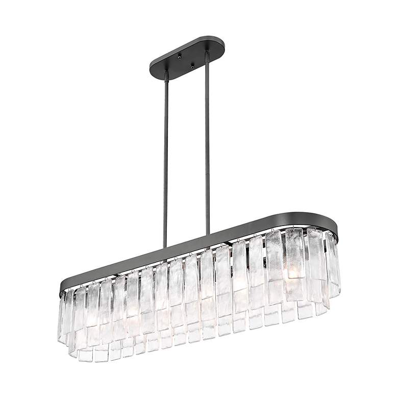 Image 6 Ciara 42" Wide Matte Black and Water Glass 6-Light Pendant more views