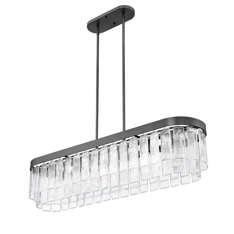 Image 7 Ciara 42" Wide Matte Black and Water Glass 6-Light Pendant more views