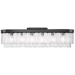 Ciara 6-Light Flush Mount in Matte Black with Hammered Water Glass