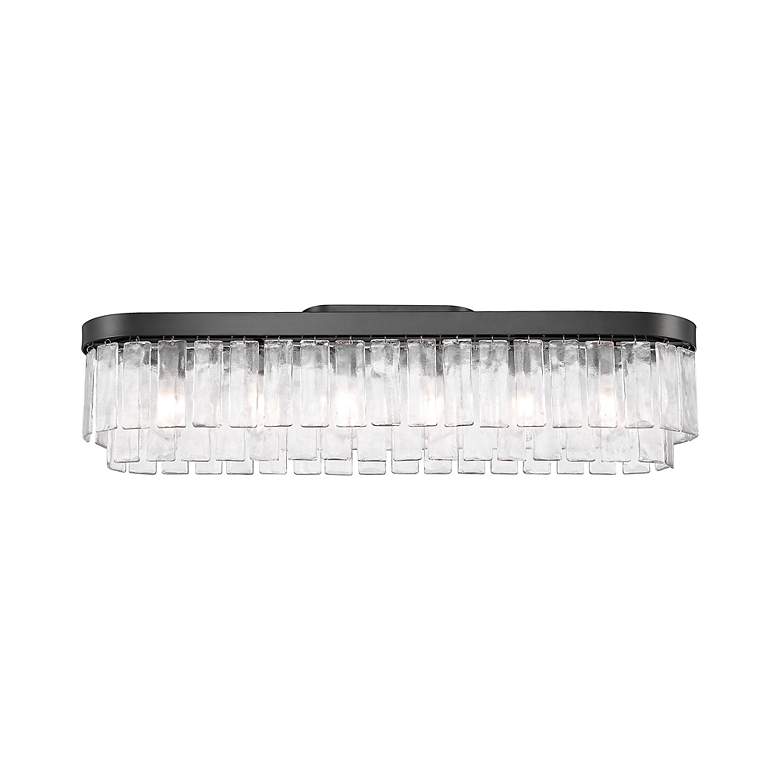 Image 2 Ciara 6-Light Flush Mount in Matte Black with Hammered Water Glass more views