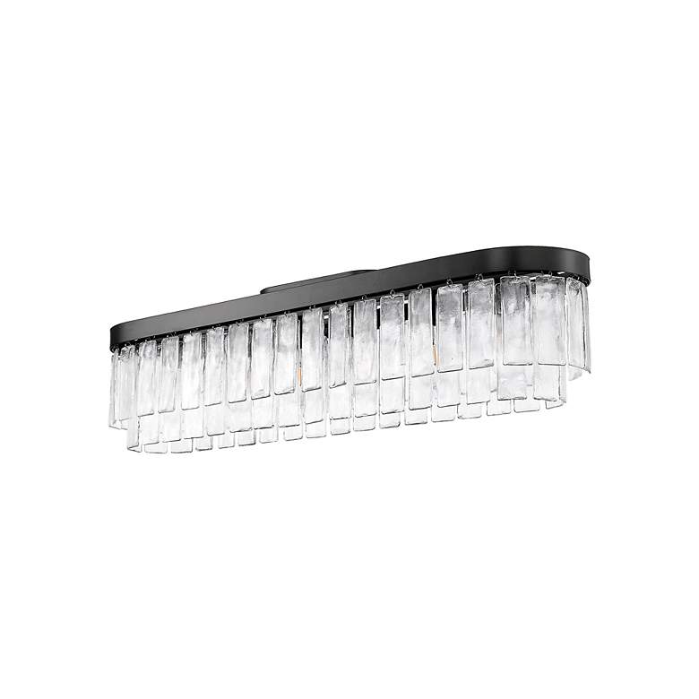 Image 5 Ciara 6-Light Flush Mount in Matte Black with Hammered Water Glass more views