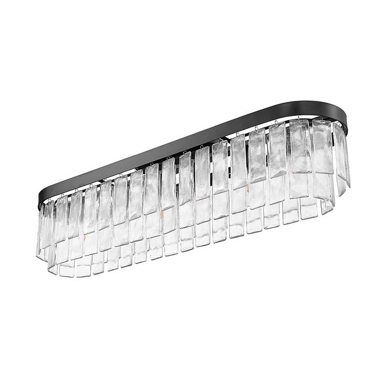 Image 6 Ciara 6-Light Flush Mount in Matte Black with Hammered Water Glass more views