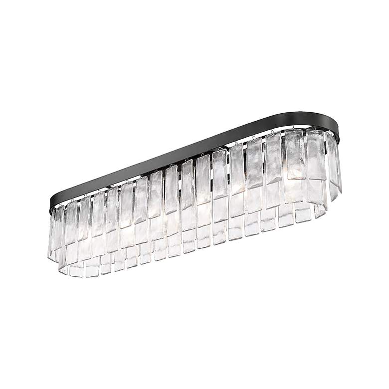 Image 7 Ciara 6-Light Flush Mount in Matte Black with Hammered Water Glass more views