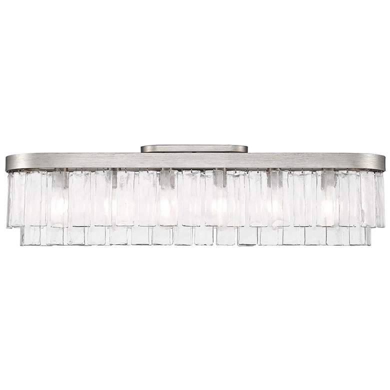 Image 1 Ciara 6-Light Flush Mount in Peruvian Silver with Hammered Water Glass