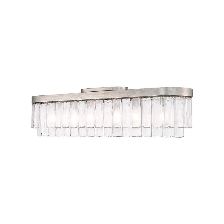 Image 3 Ciara 6-Light Flush Mount in Peruvian Silver with Hammered Water Glass more views