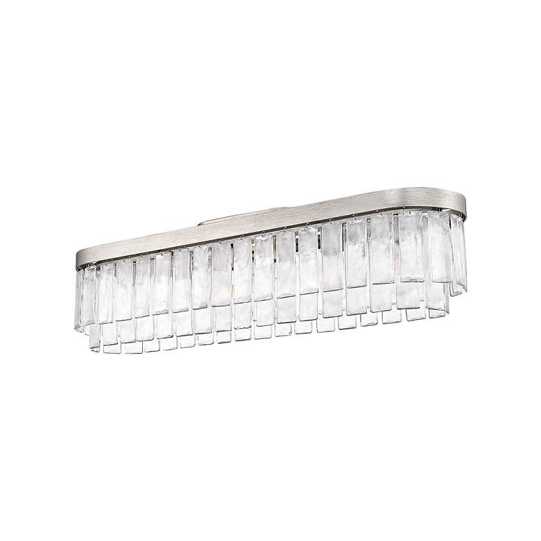Image 4 Ciara 6-Light Flush Mount in Peruvian Silver with Hammered Water Glass more views
