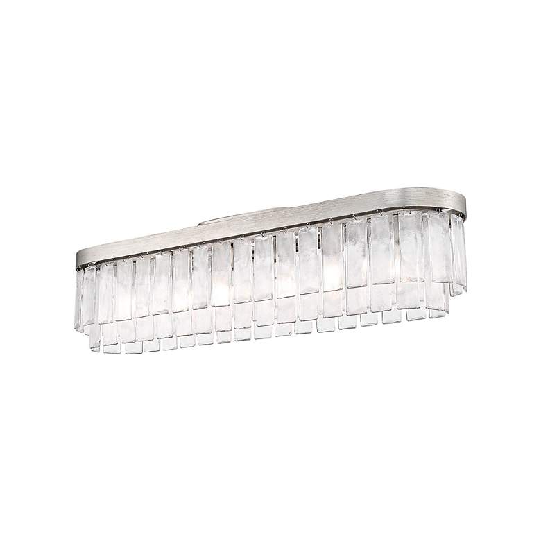 Image 5 Ciara 6-Light Flush Mount in Peruvian Silver with Hammered Water Glass more views
