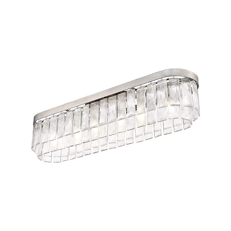 Image 6 Ciara 6-Light Flush Mount in Peruvian Silver with Hammered Water Glass more views