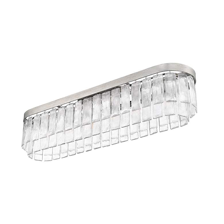 Image 7 Ciara 6-Light Flush Mount in Peruvian Silver with Hammered Water Glass more views
