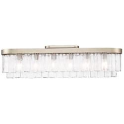 Ciara 6-Light Flush Mount in White Gold with Hammered Water Glass