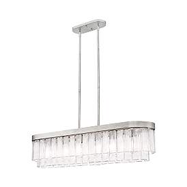 Image5 of Ciara 6-Light Linear Pendant in Peruvian Silver with Hammered Water Glass more views