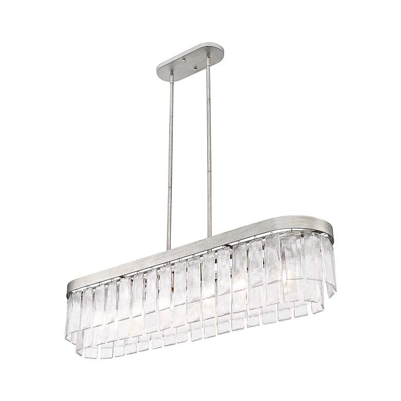 Image 6 Ciara 6-Light Linear Pendant in Peruvian Silver with Hammered Water Glass more views