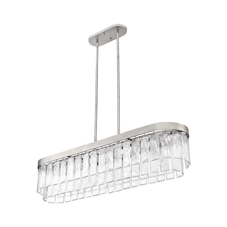 Image 7 Ciara 6-Light Linear Pendant in Peruvian Silver with Hammered Water Glass more views