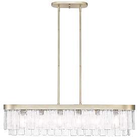 Image1 of Ciara 6-Light Linear Pendant in White Gold with Hammered Water Glass