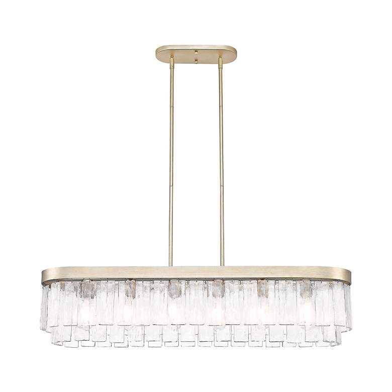 Image 2 Ciara 6-Light Linear Pendant in White Gold with Hammered Water Glass more views