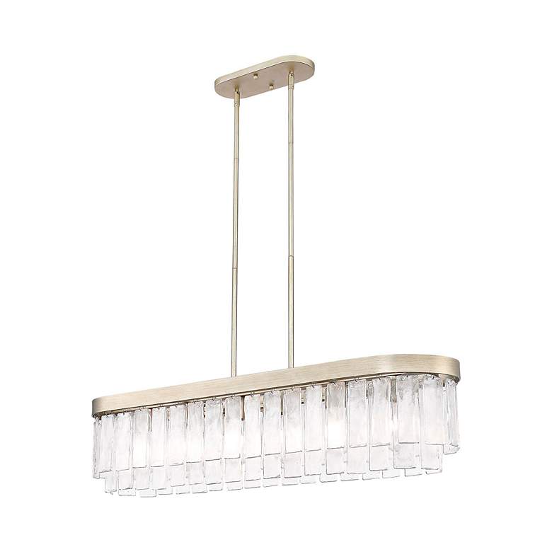 Image 4 Ciara 6-Light Linear Pendant in White Gold with Hammered Water Glass more views