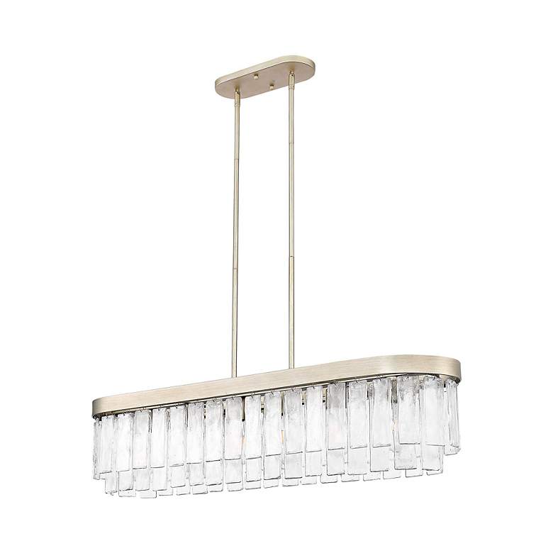 Image 5 Ciara 6-Light Linear Pendant in White Gold with Hammered Water Glass more views