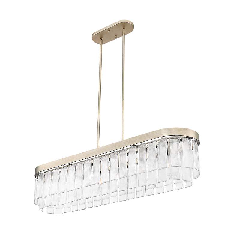 Image 6 Ciara 6-Light Linear Pendant in White Gold with Hammered Water Glass more views
