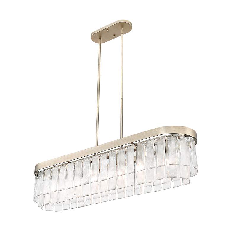 Image 7 Ciara 6-Light Linear Pendant in White Gold with Hammered Water Glass more views